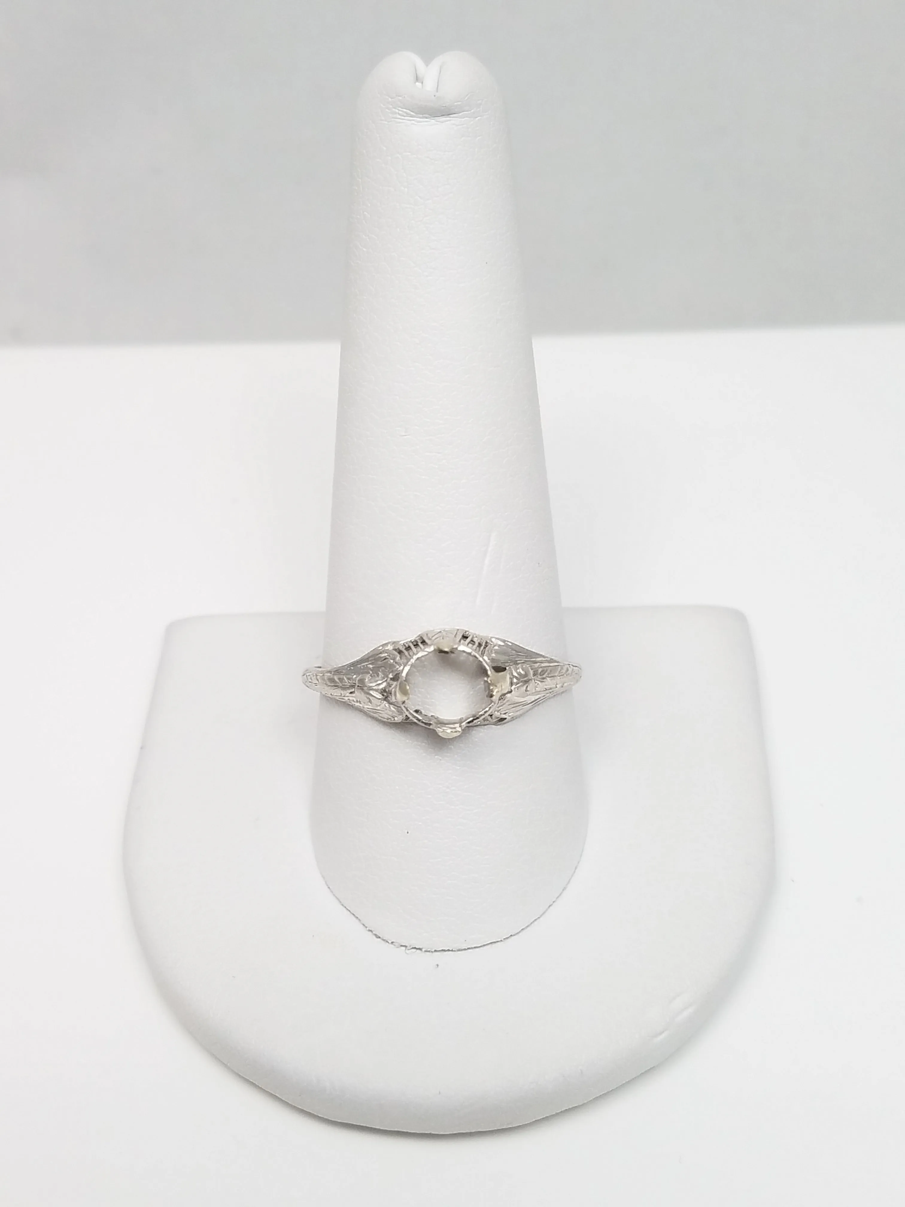 ** To Restore ** Ladies Art Deco 22k White Gold Engagement Ring Mount To Restore