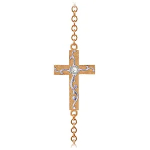 0.05 Carat 14K Solid Rose Gold Cross Bracelet Natural Diamond