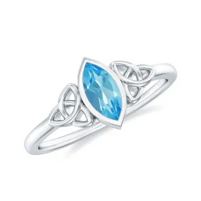 0.50 CT Marquise Cut Swiss Blue Topaz Solitaire Ring in Gold