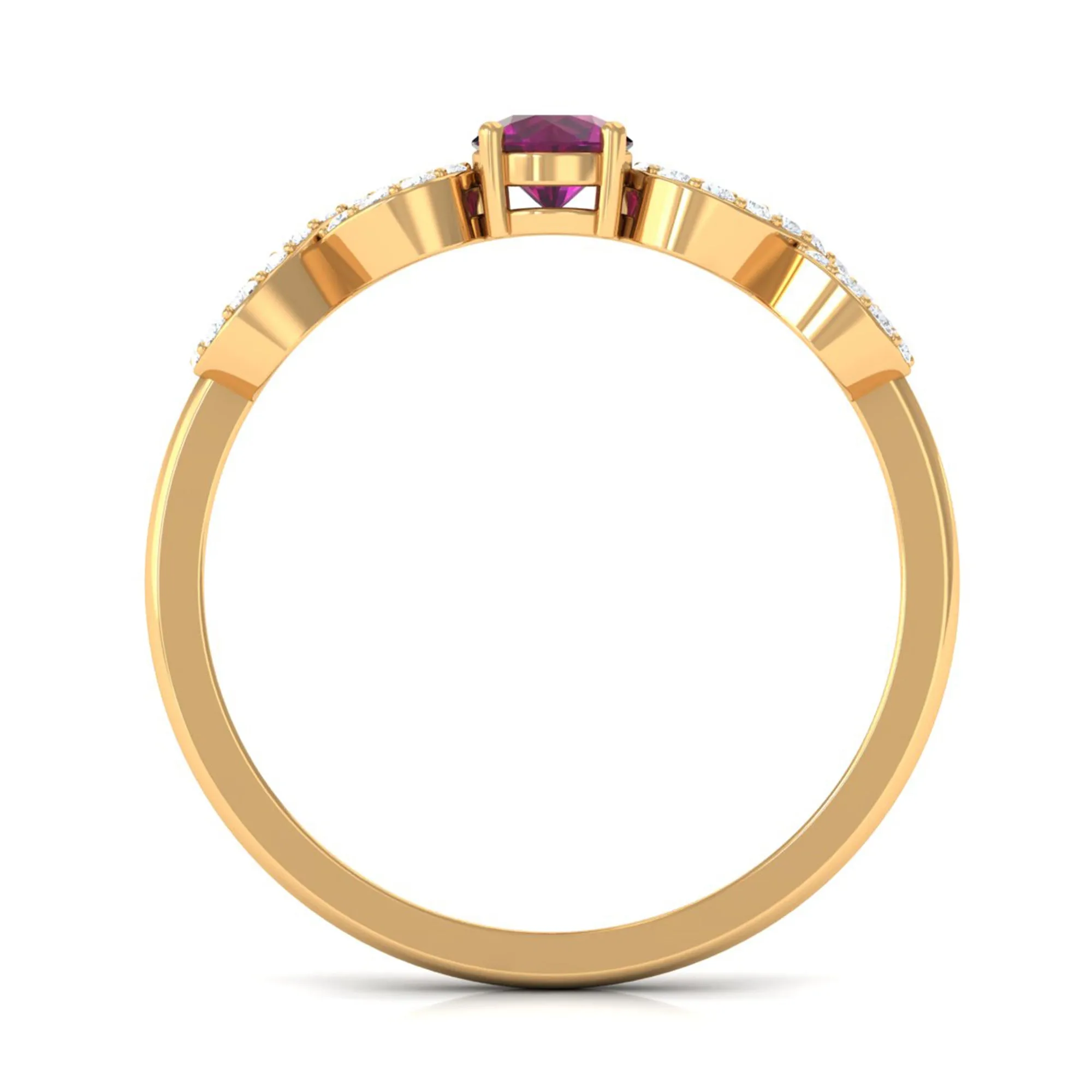 0.50 CT Solitaire Rhodolite Infinity Ring with Diamond