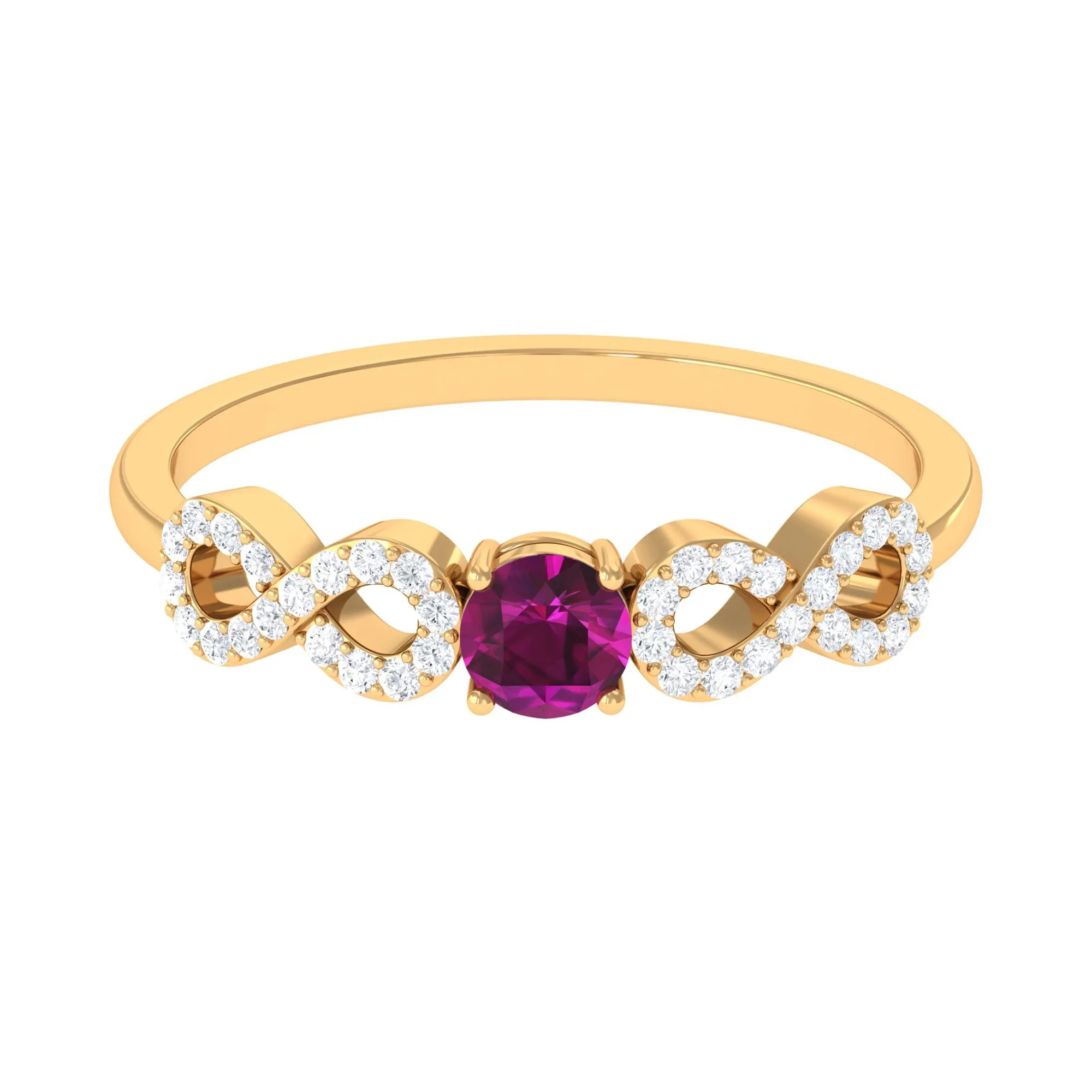 0.50 CT Solitaire Rhodolite Infinity Ring with Diamond