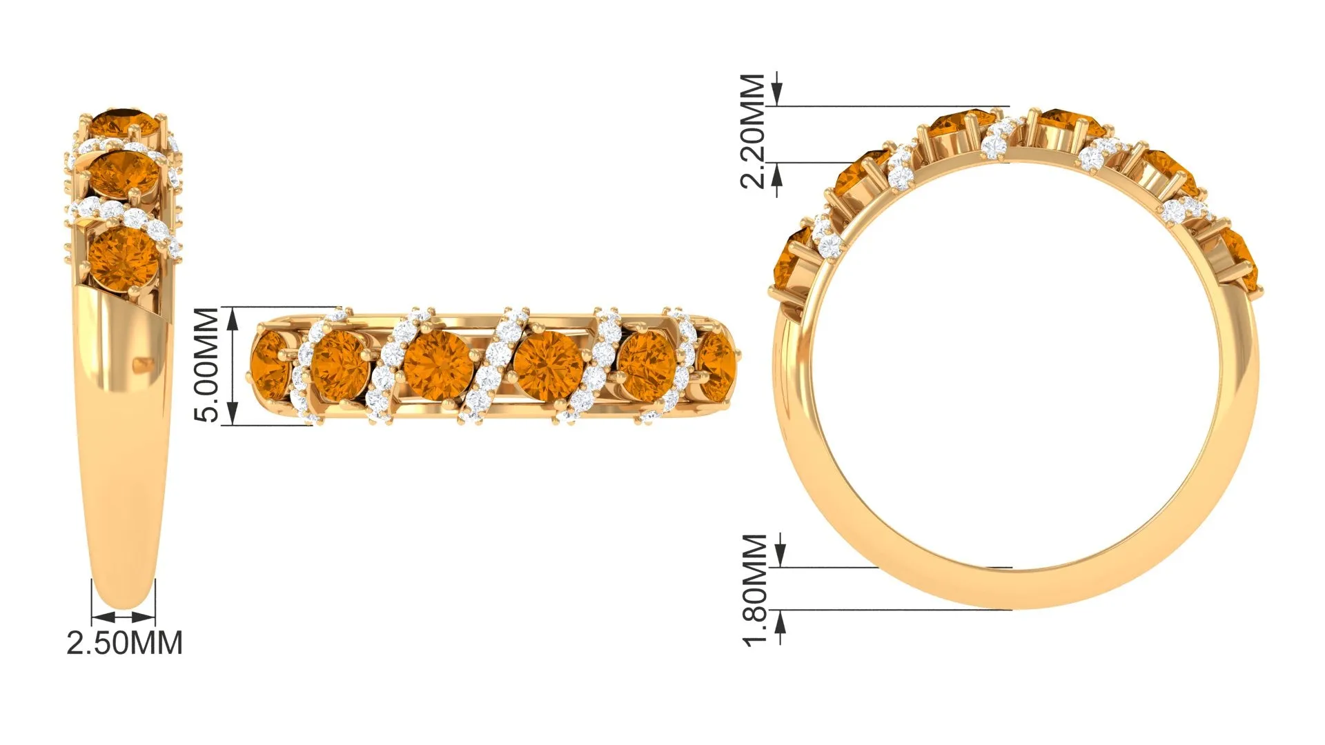 0.75 CT Designer Citrine Anniversary Ring with Diamond