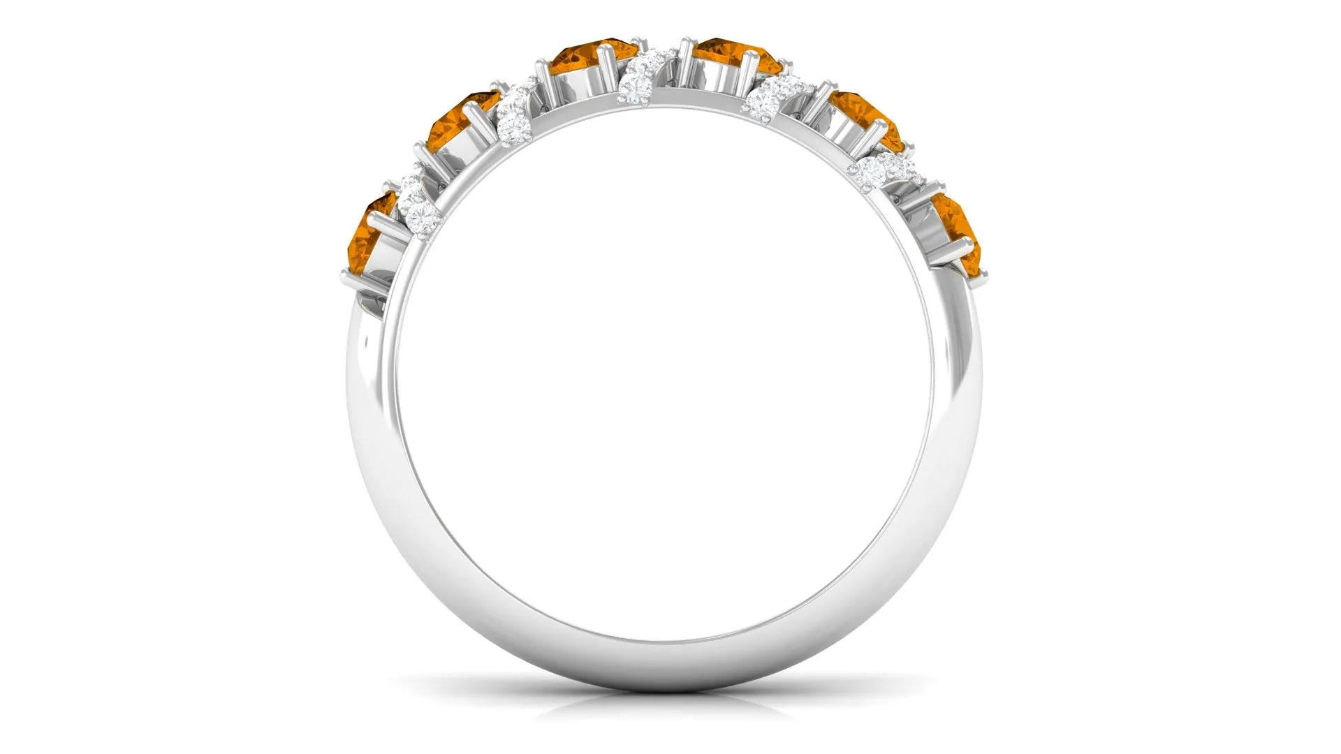 0.75 CT Designer Citrine Anniversary Ring with Diamond