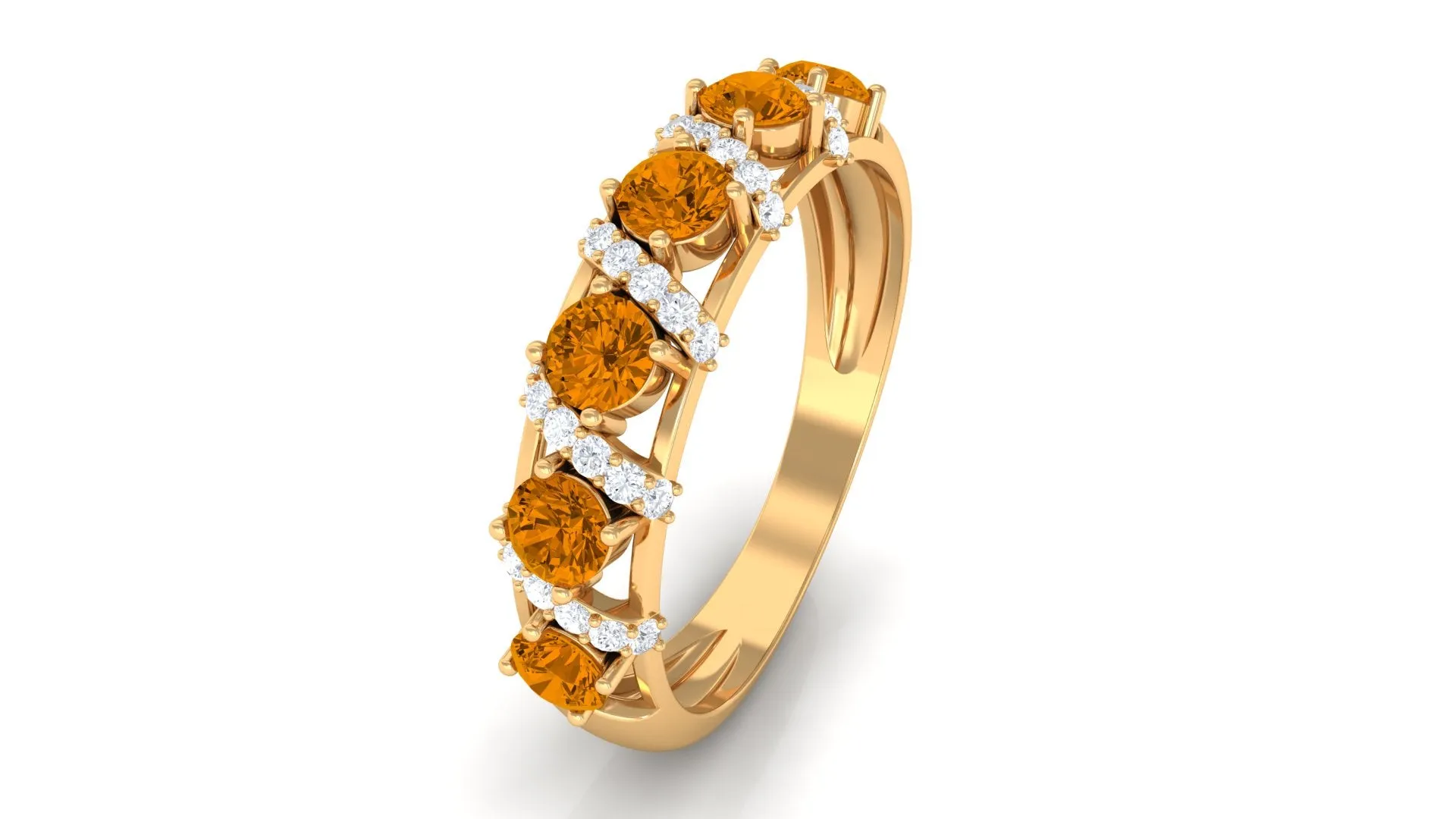 0.75 CT Designer Citrine Anniversary Ring with Diamond