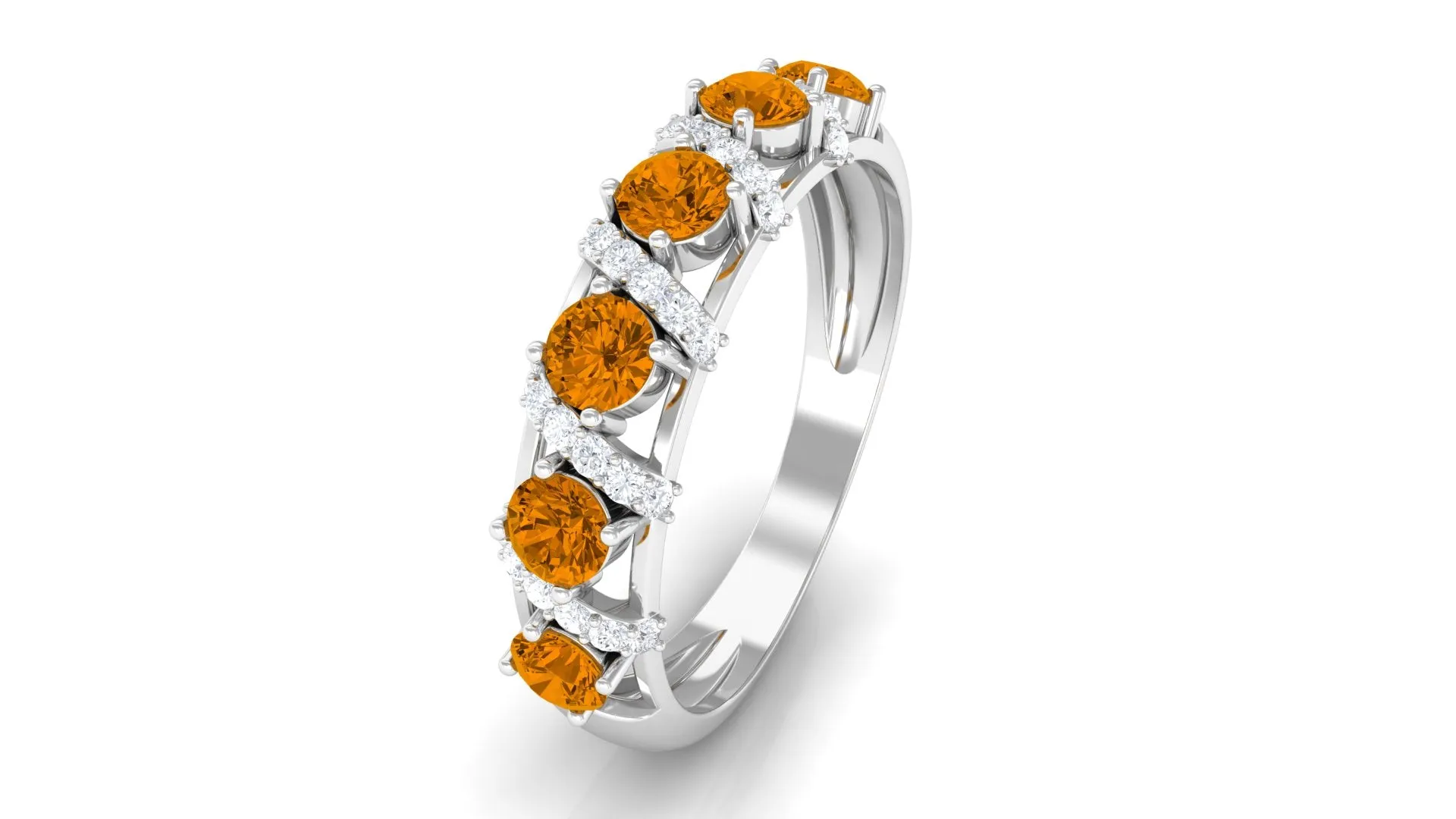 0.75 CT Designer Citrine Anniversary Ring with Diamond