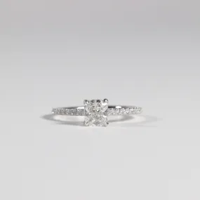 0.91 Cushion Solitaire with Accented Band in White Gold