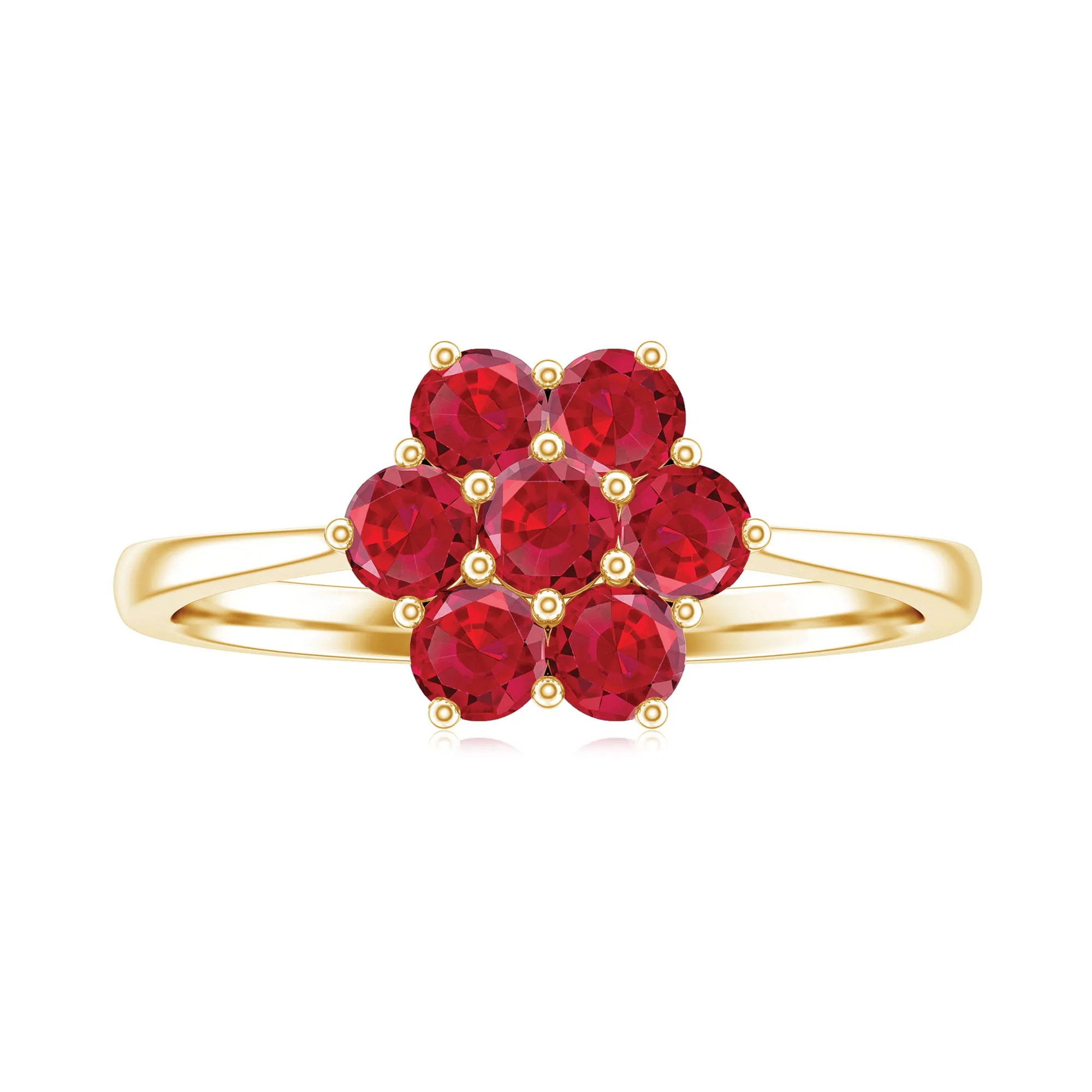 1 CT Round Cut Lab Created Ruby Cluster Ring