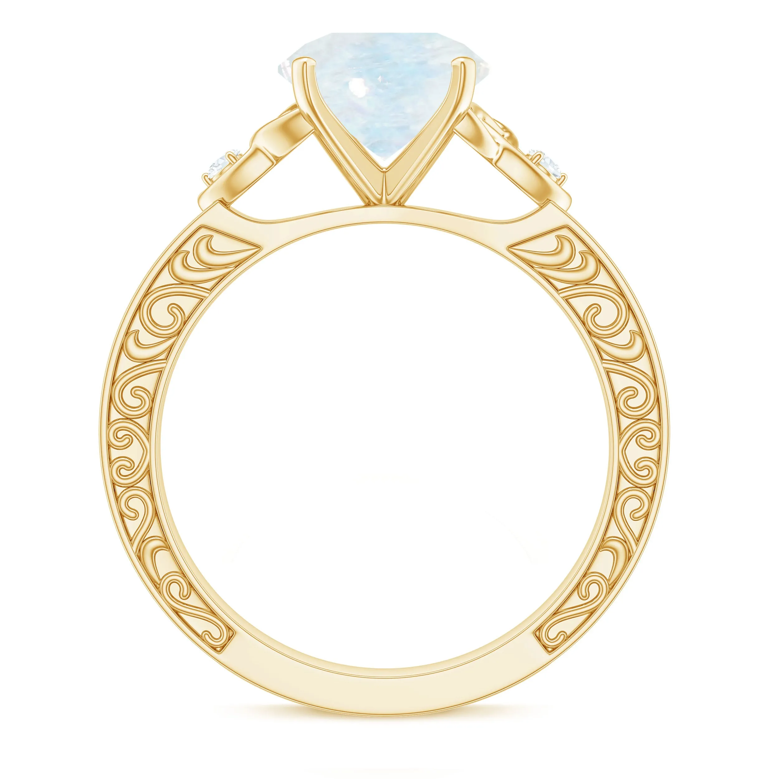 1 CT Solitaire Moonstone Celtic Knot Ring with Diamond