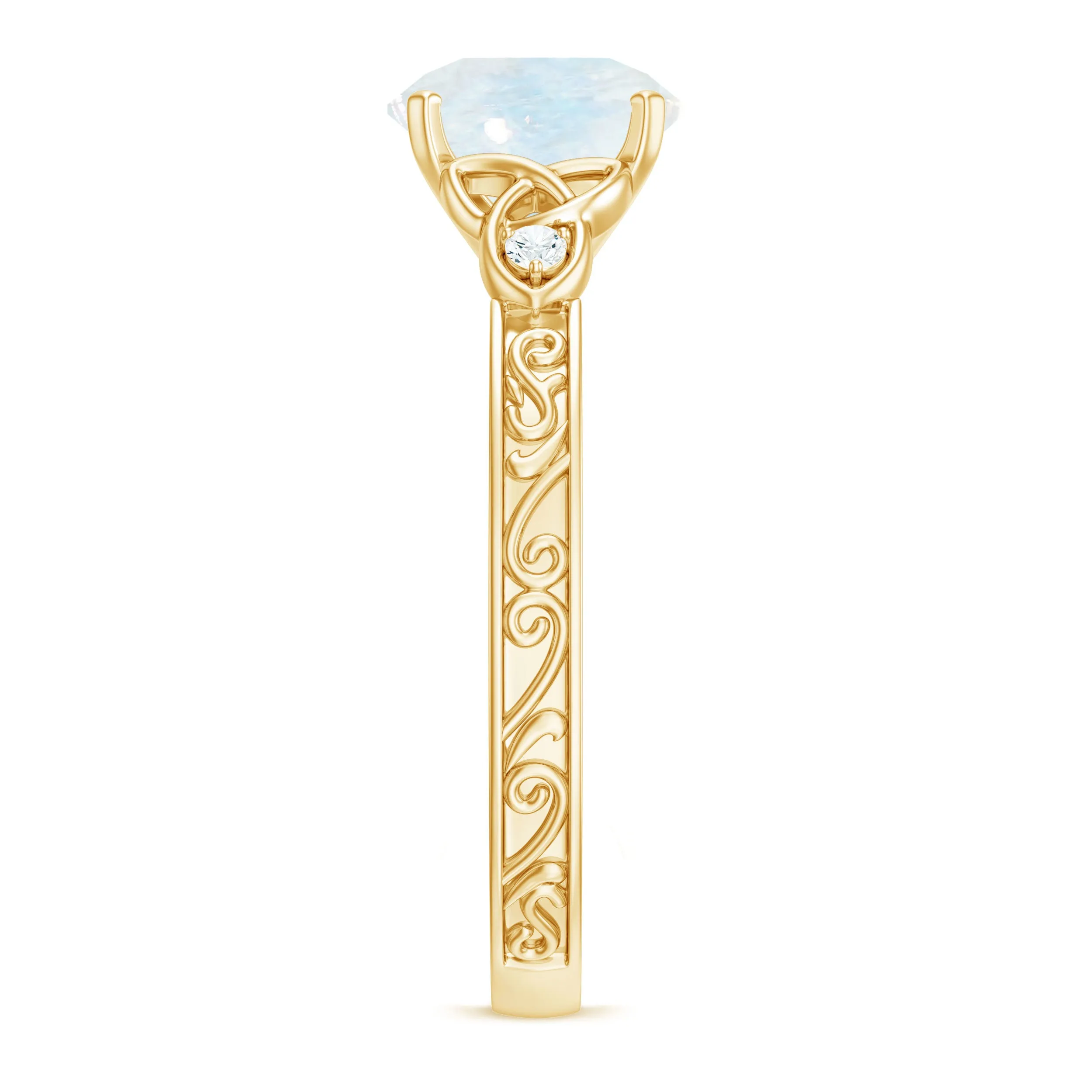 1 CT Solitaire Moonstone Celtic Knot Ring with Diamond