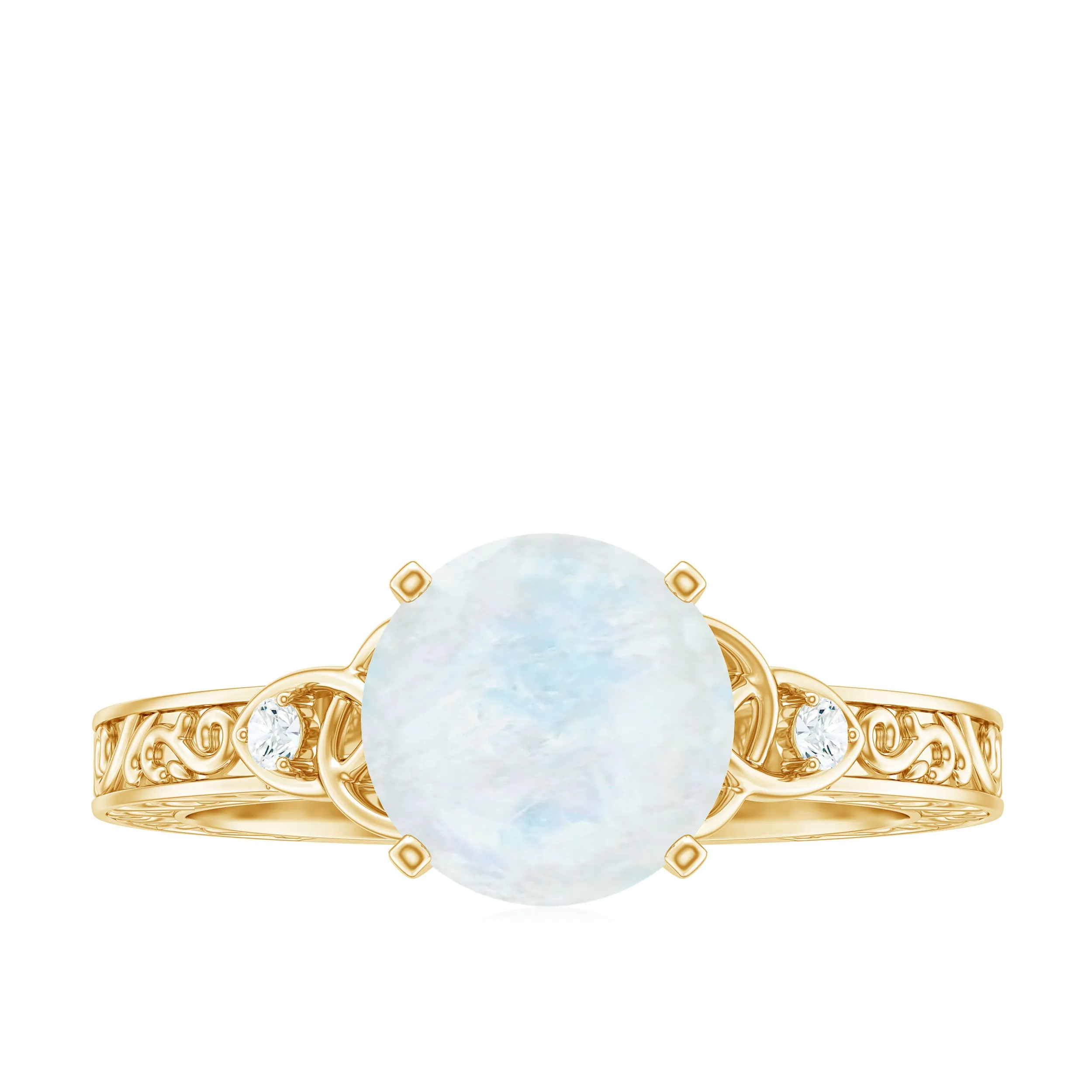 1 CT Solitaire Moonstone Celtic Knot Ring with Diamond