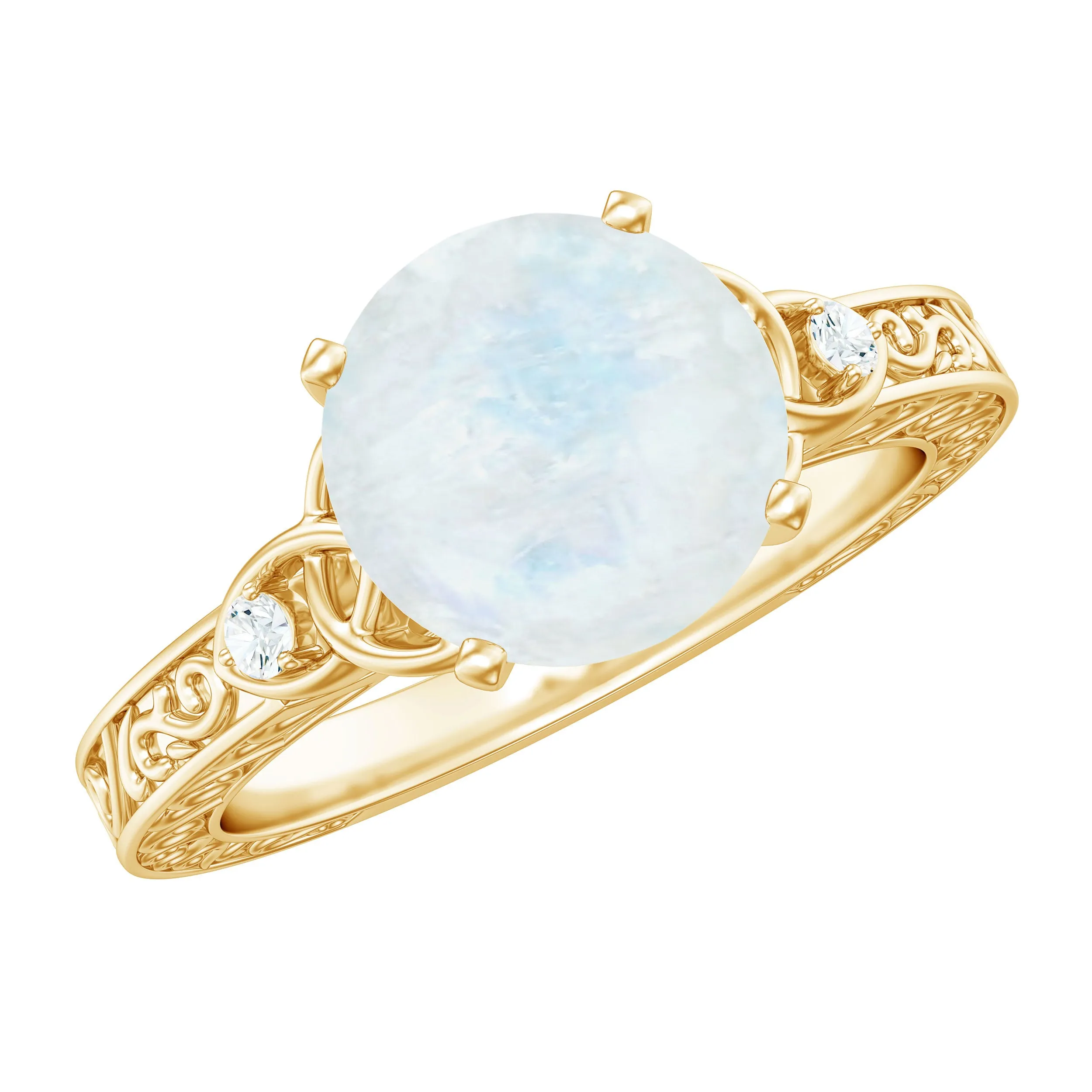 1 CT Solitaire Moonstone Celtic Knot Ring with Diamond