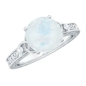 1 CT Solitaire Moonstone Celtic Knot Ring with Diamond