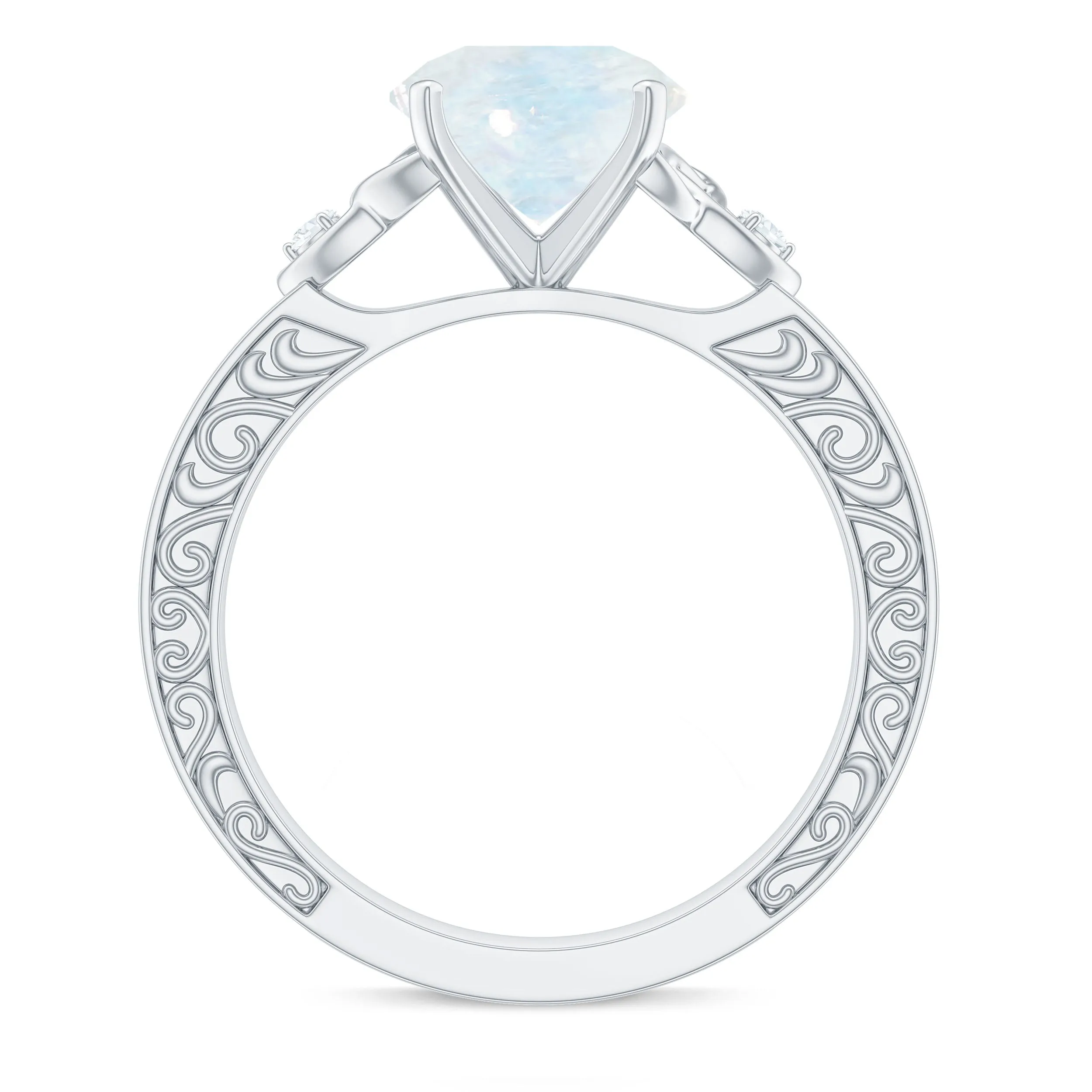 1 CT Solitaire Moonstone Celtic Knot Ring with Diamond