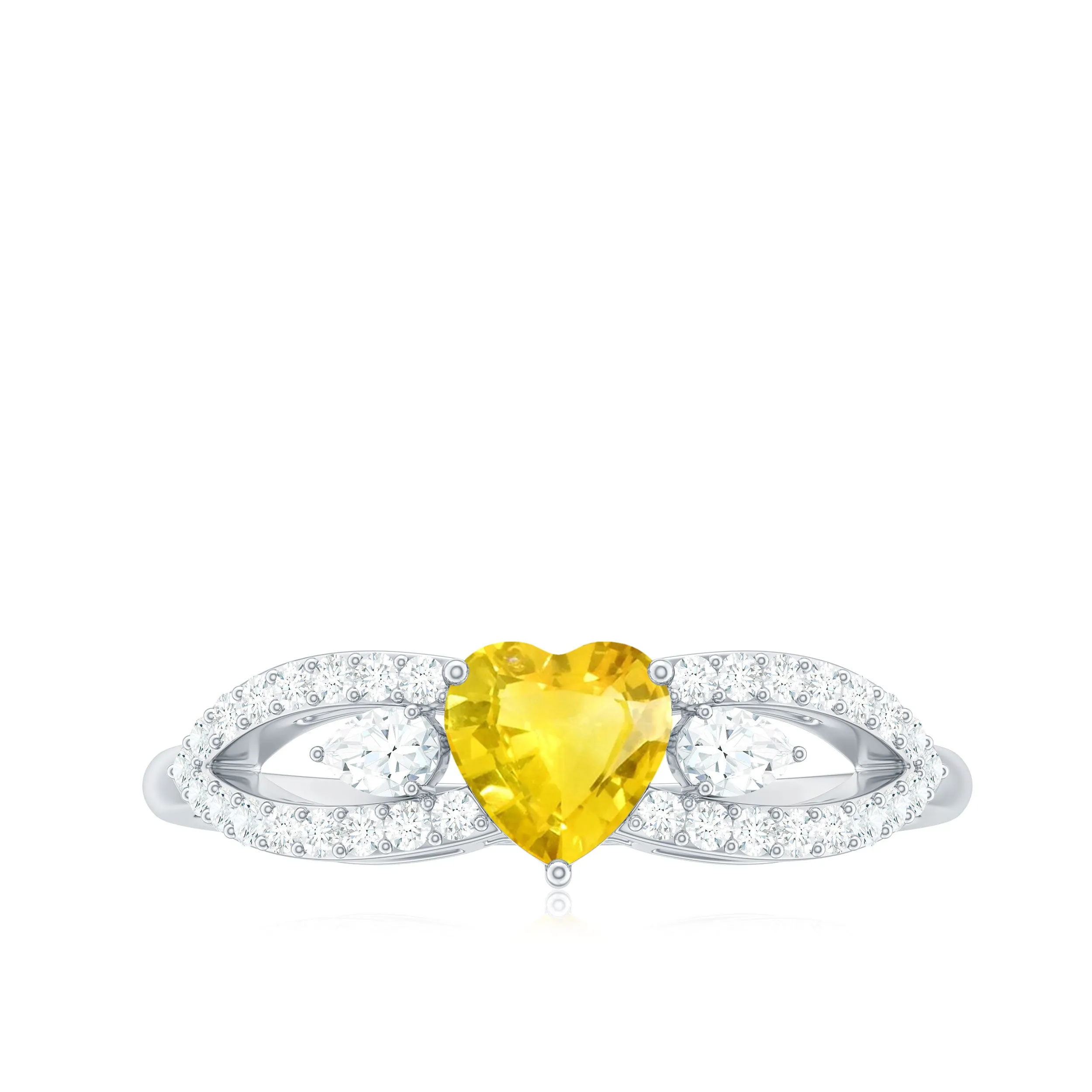 1 CT Solitaire Yellow Sapphire Heart Engagement Ring with Diamond