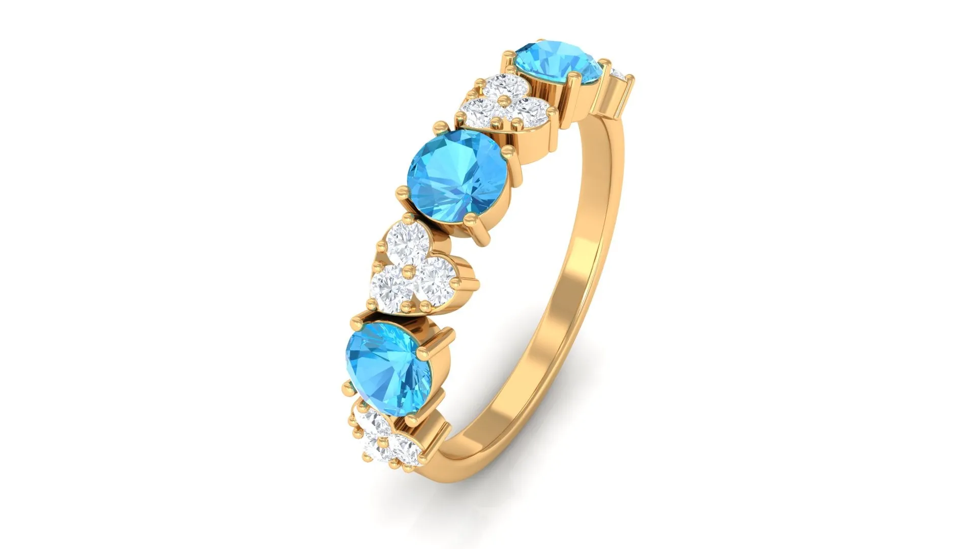 1 CT Swiss Blue Topaz and Diamond Half Eternity Ring