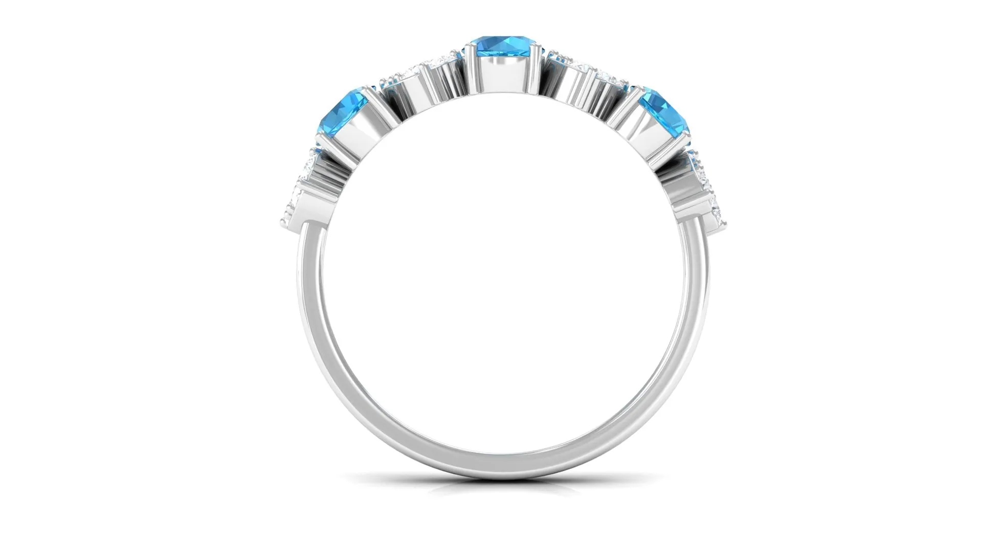 1 CT Swiss Blue Topaz and Diamond Half Eternity Ring