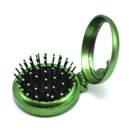 1 Pcs New Girls Portable Mini Folding Comb Airbag Massage Round Travel Hair brush With Mirror Cute Round Hair