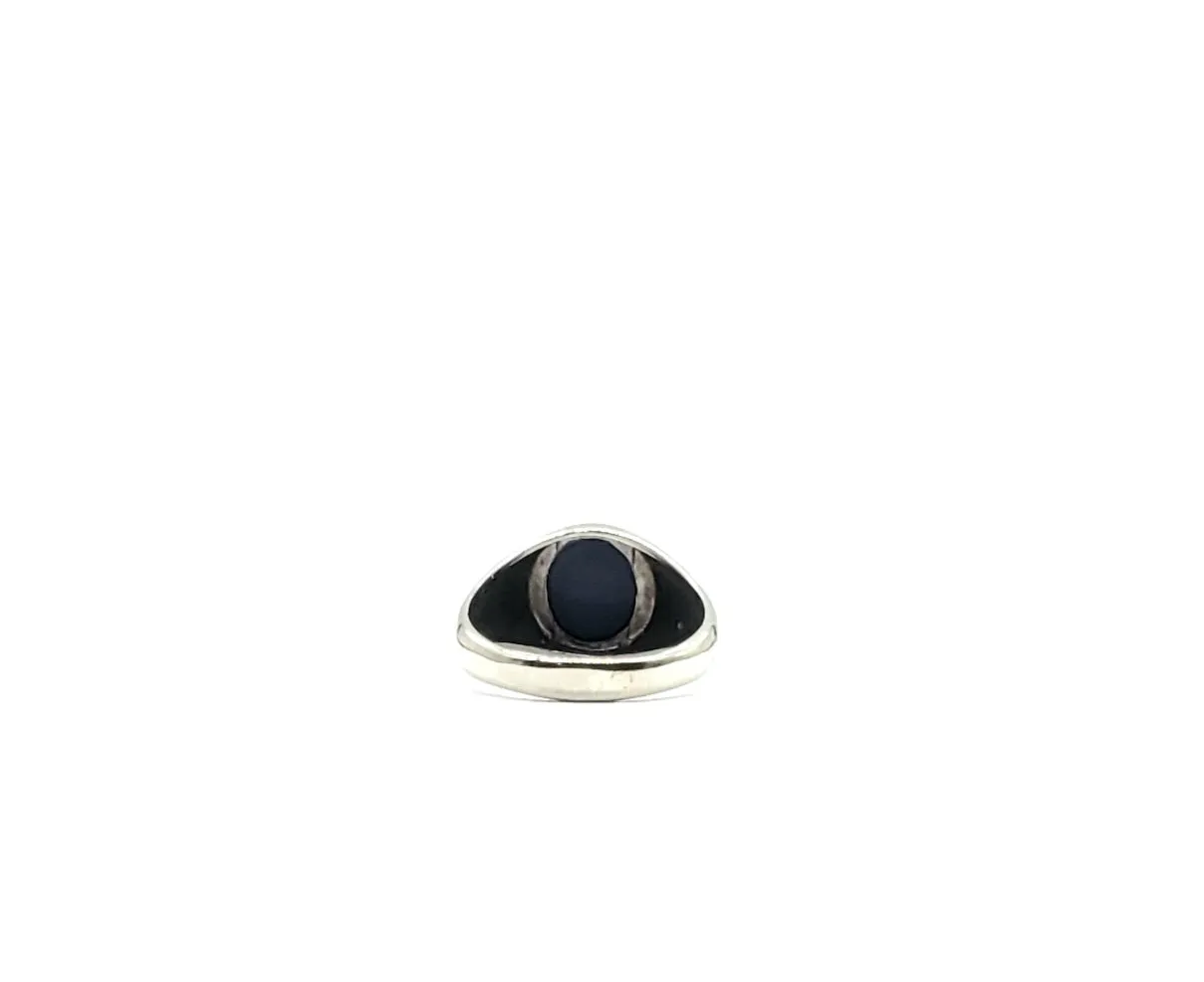 10k White Gold Blue Star Sapphire Oval Solitaire Ring