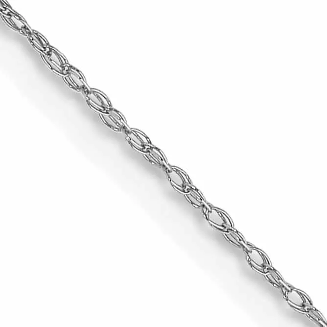 10k White Gold Carded Cable Rope Chain 0.5MM Thickness