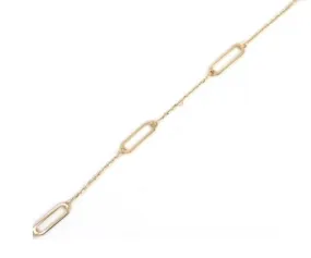 10K Yellow Gold Paperclip Anklet 9" 1"