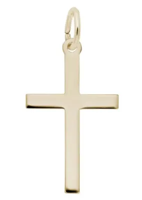 10K Yellow Gold Plain Medium Cross