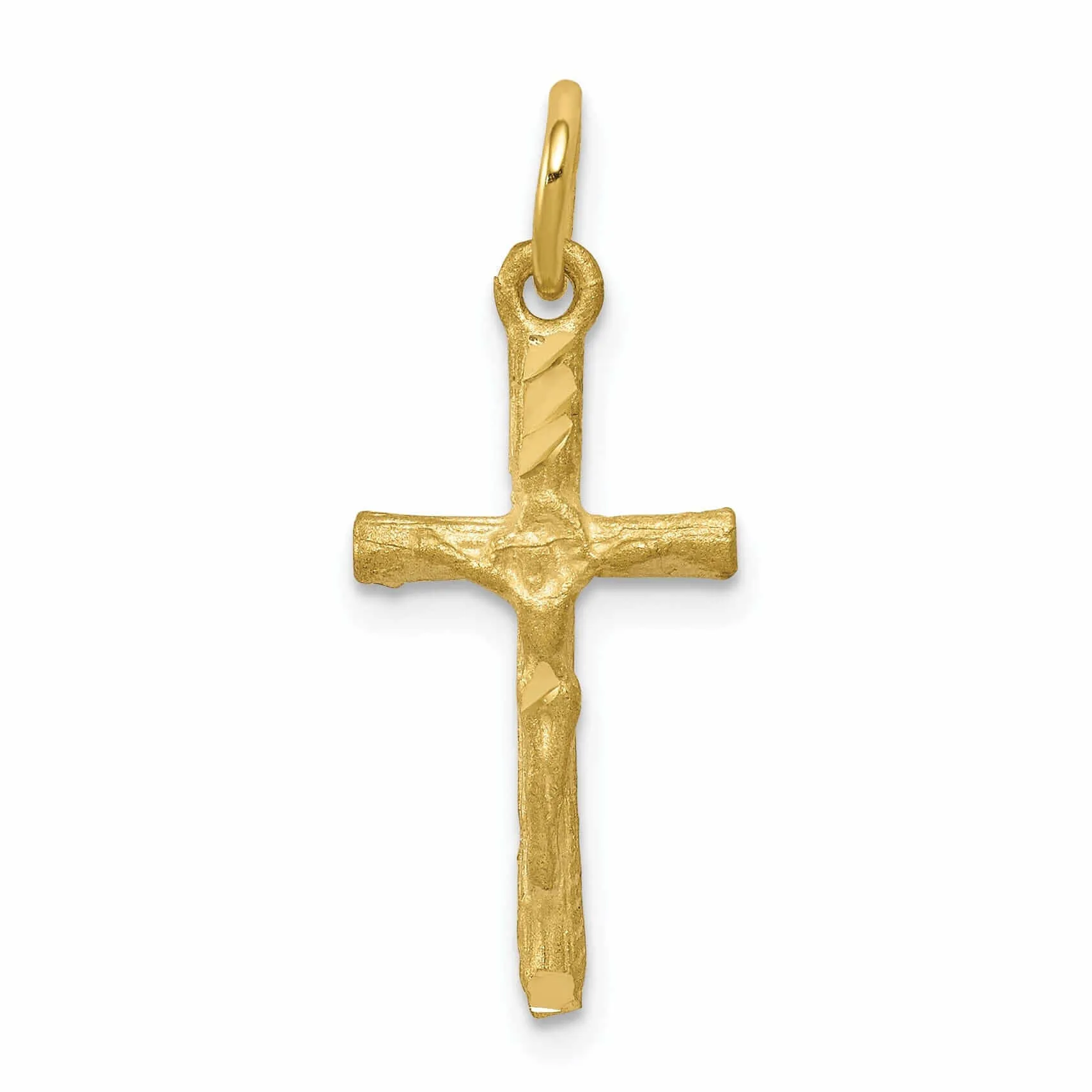 10k Yellow Gold Satin Cross With Jesus Pendant