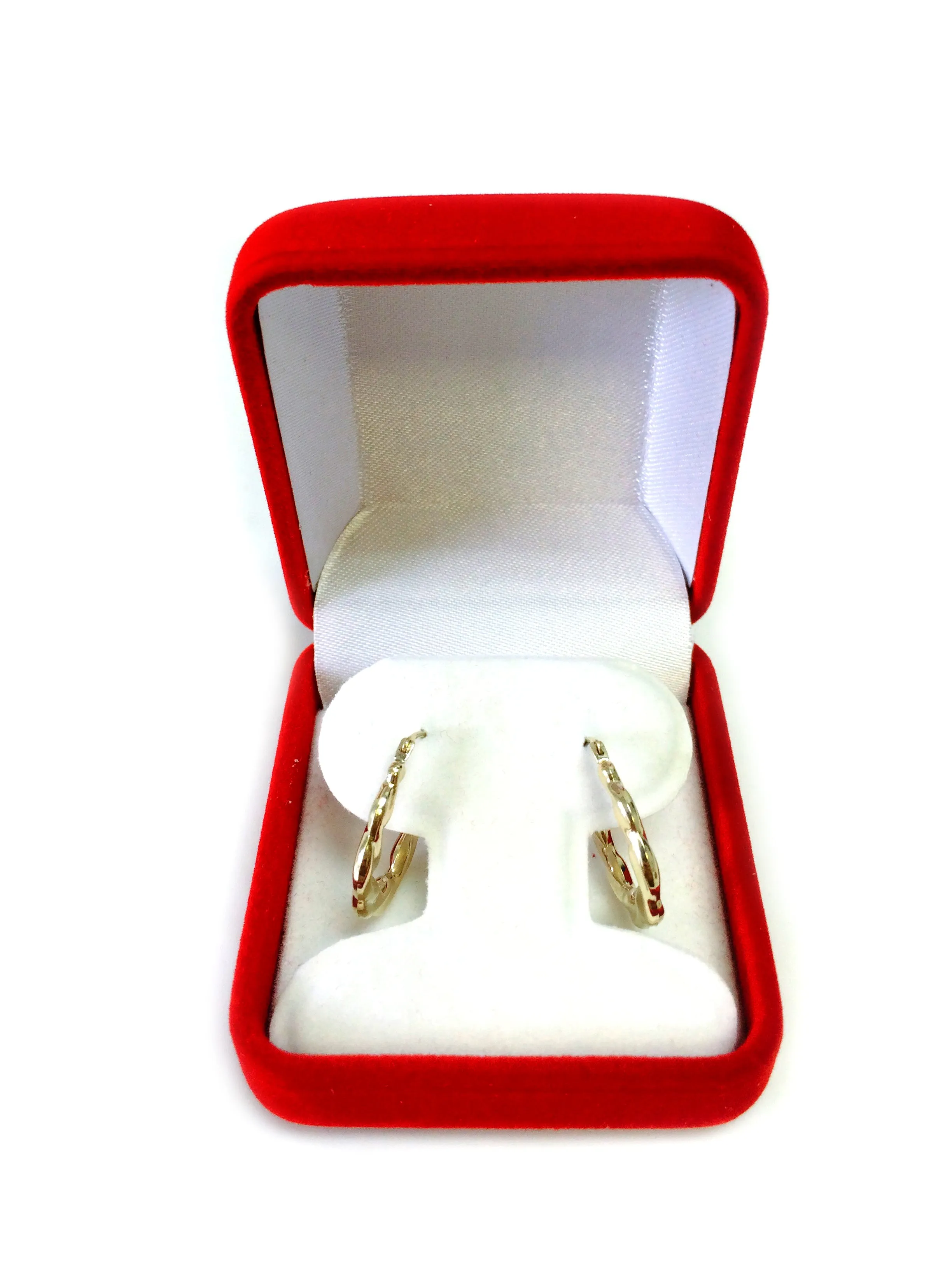 10k Yellow Gold Shiny Twisted Oval Hoop Earrings, Diameter 20mm