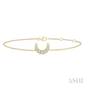 1/20 ctw Petite Crescent Moon Round Cut Diamond Fashion Bracelet in 10K Yellow Gold