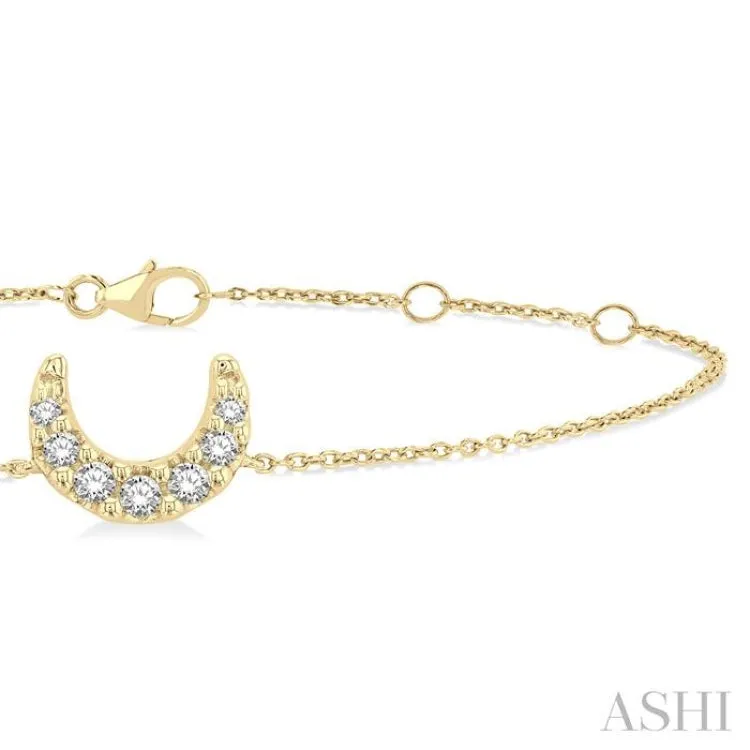 1/20 ctw Petite Crescent Moon Round Cut Diamond Fashion Bracelet in 10K Yellow Gold