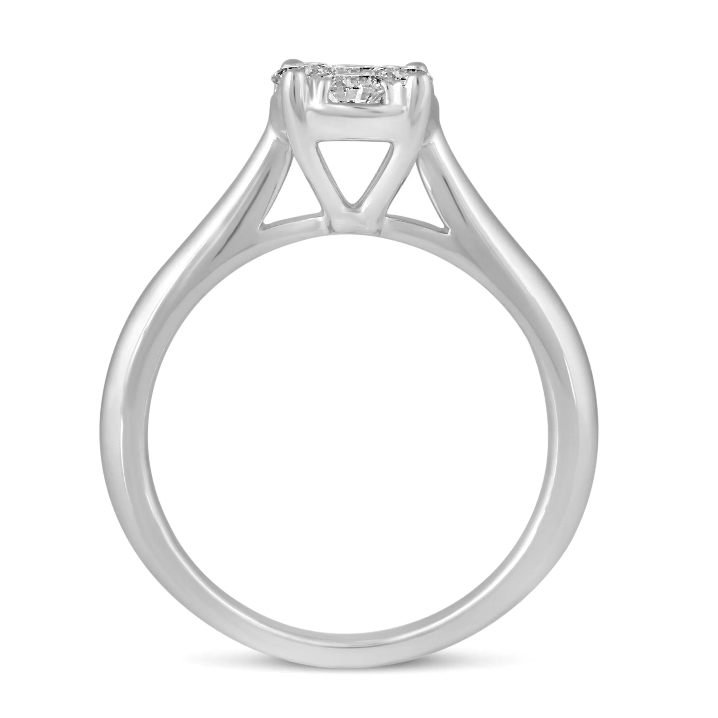 1/2Cttw to 1.00Cttw Natural Diamond Cluster Solitaire Ring Set in Sterling Silver