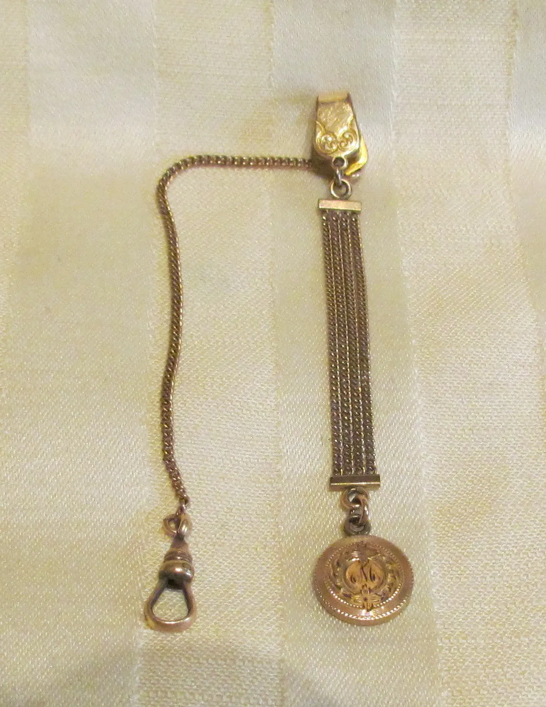 12kt GF Watch Chain And Fob Circa 1900 Gold Hayward Watch Chain