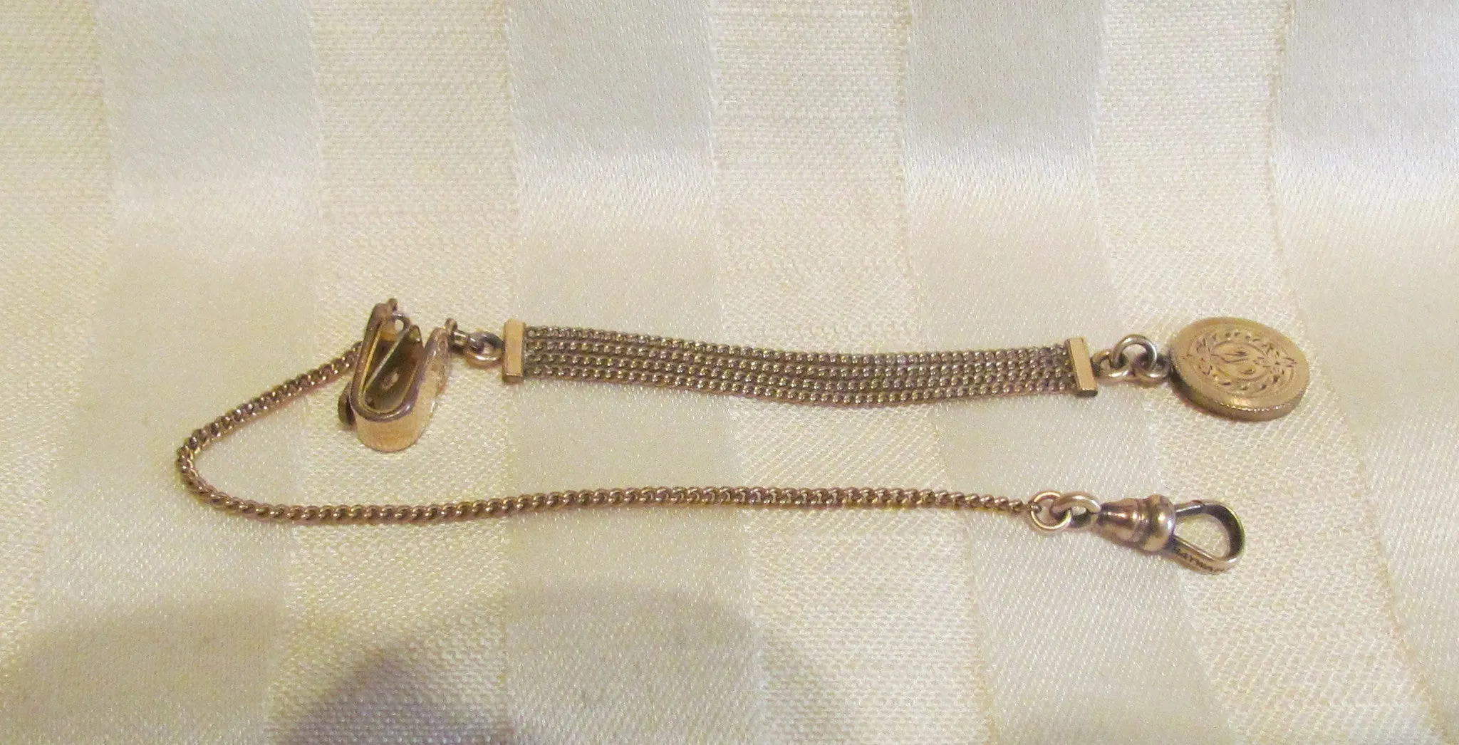 12kt GF Watch Chain And Fob Circa 1900 Gold Hayward Watch Chain