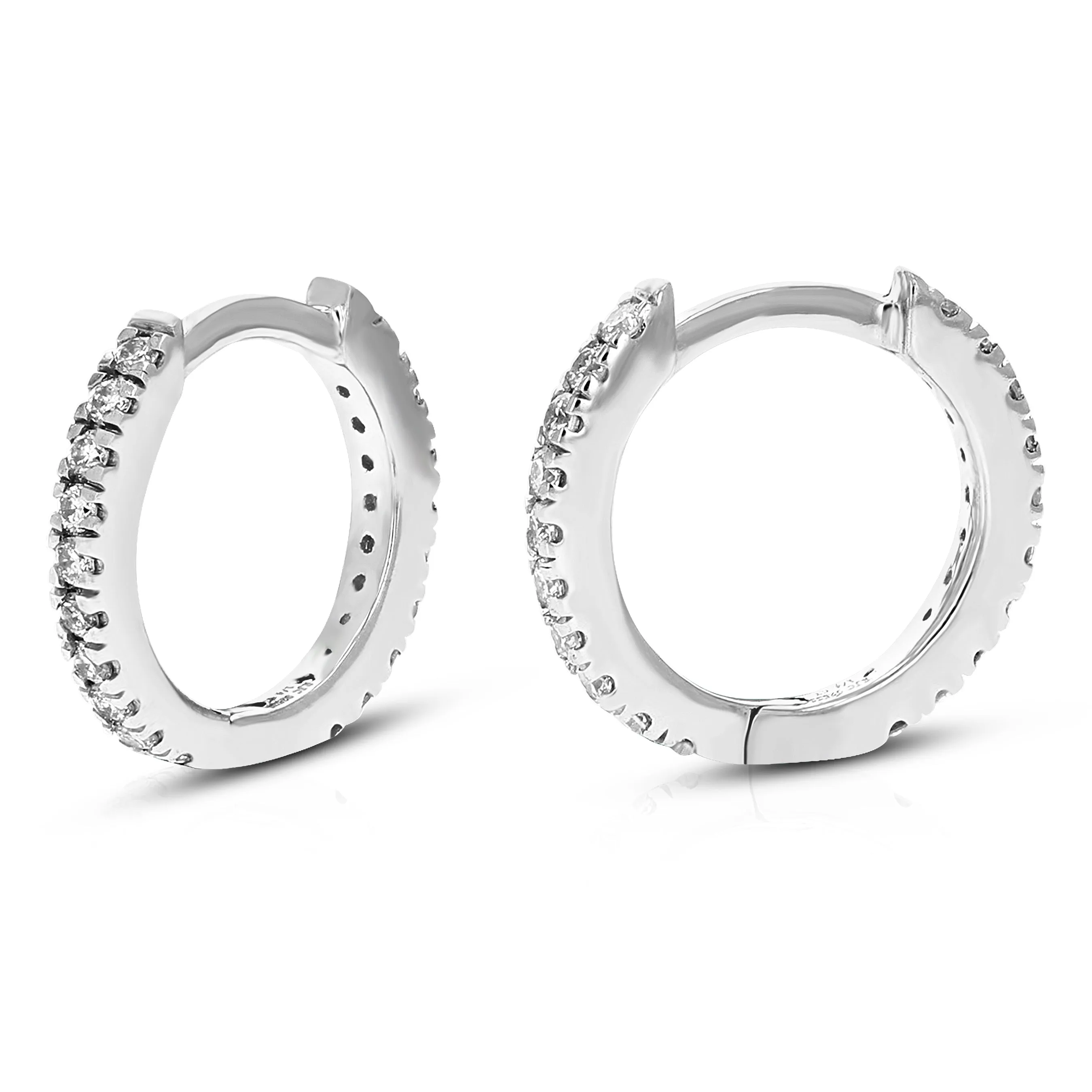 1/4 cttw Round Cut Lab Grown Diamond Hoop Earrings in .925 Sterling Silver Prong Set 2/5 Inch