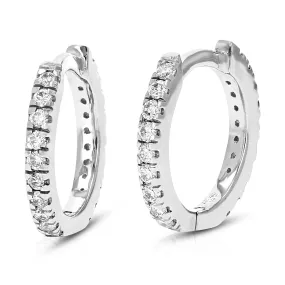 1/4 cttw Round Cut Lab Grown Diamond Hoop Earrings in .925 Sterling Silver Prong Set 2/5 Inch