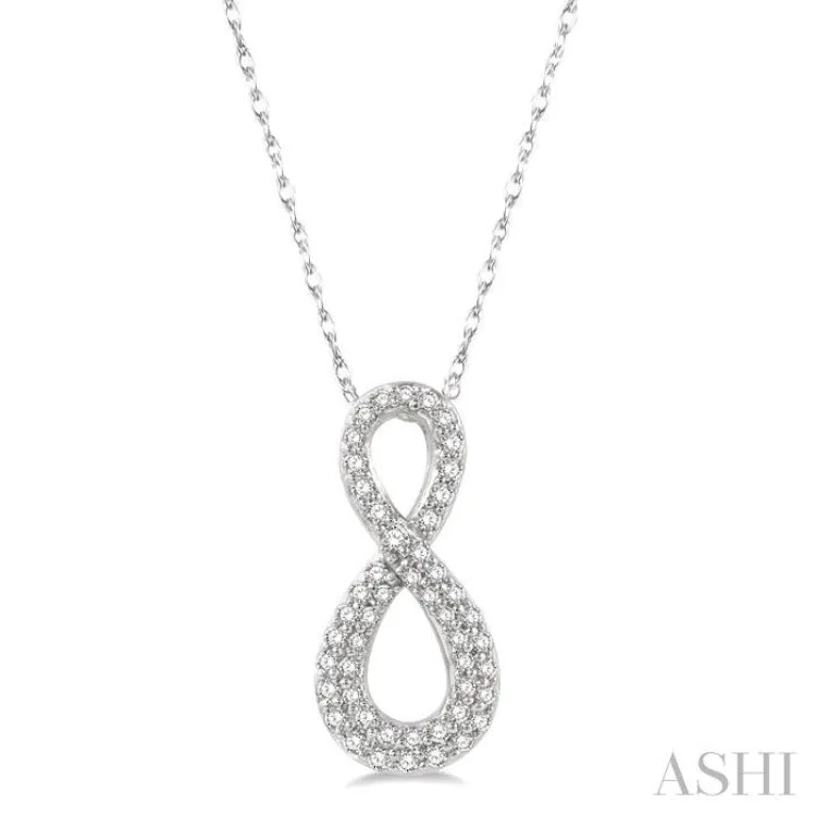 1/4 ctw Round Cut Diamond Infinity Pendant With Chain in 14K White Gold