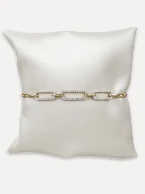 14K Diamond Elongated Two-Tone Link Bracelet