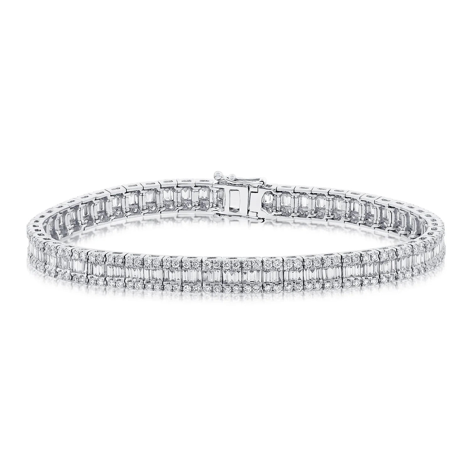 14k Gold & Baguette Diamond Tennis Bracelet - 4.04ct