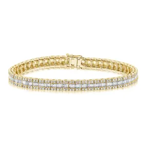 14k Gold & Baguette Diamond Tennis Bracelet - 4.04ct