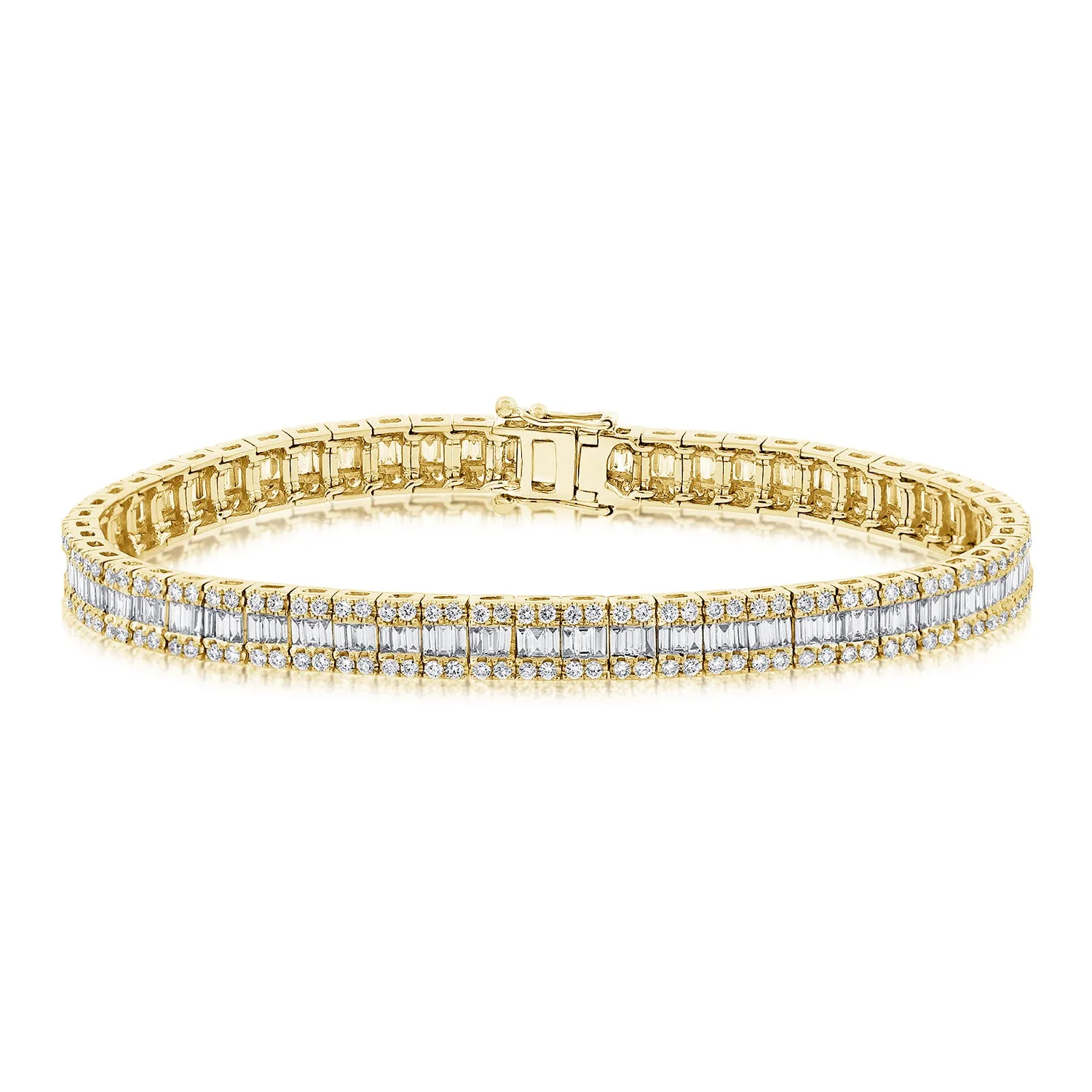 14k Gold & Baguette Diamond Tennis Bracelet - 4.04ct