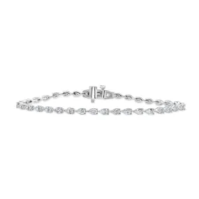 14K Gold & Pear-Shape Diamond Tennis Bracelet - 3.22ct