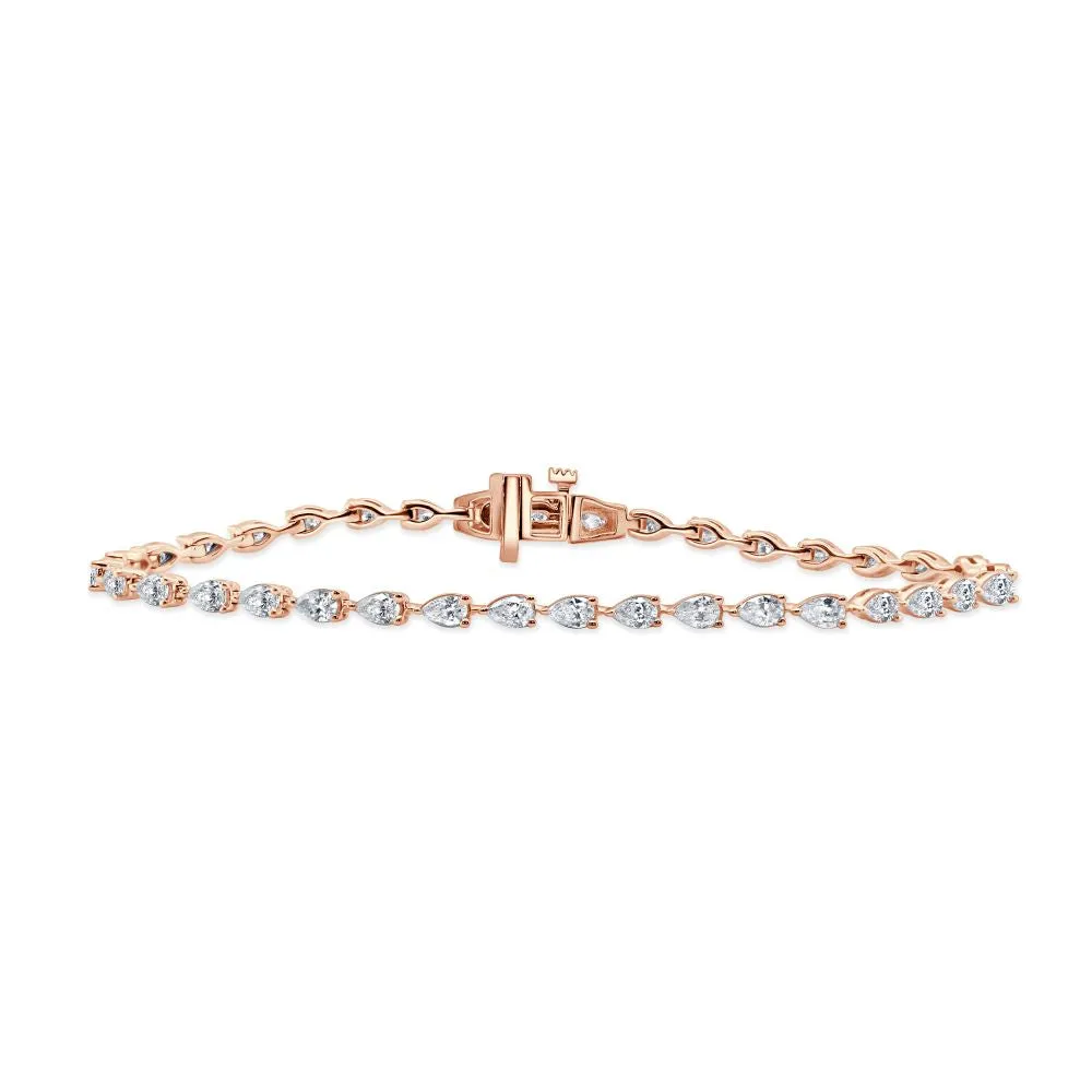 14K Gold & Pear-Shape Diamond Tennis Bracelet - 3.22ct