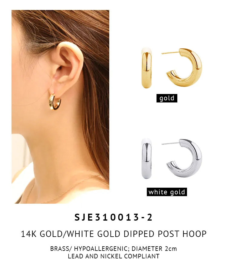 14K Gold Dipped Post Hoop