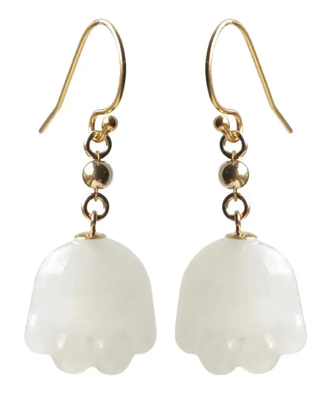 14K Gold Jade Cat Paw Drop Earrings