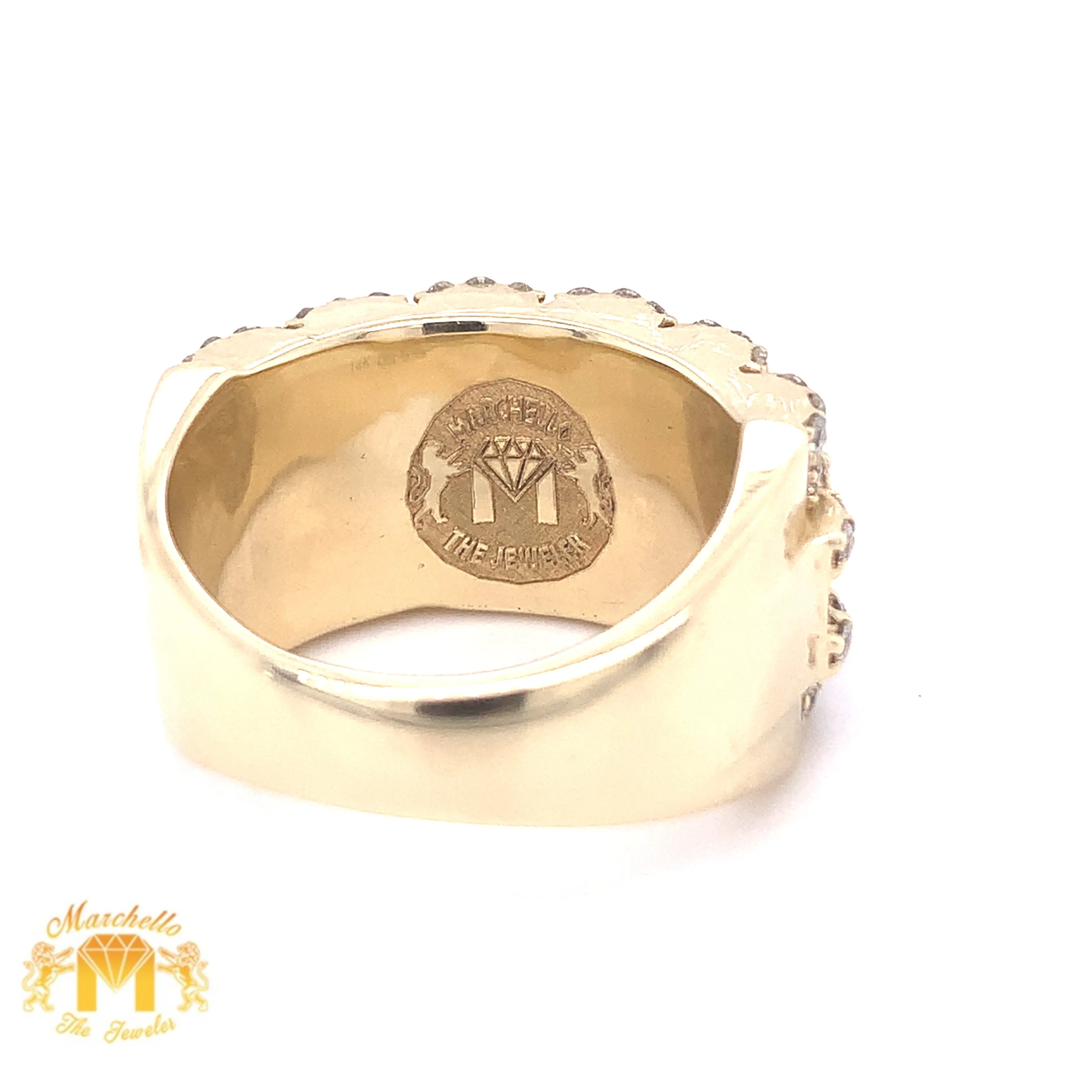 14k Gold Monster #12 Ring with Baguette & Round Diamond