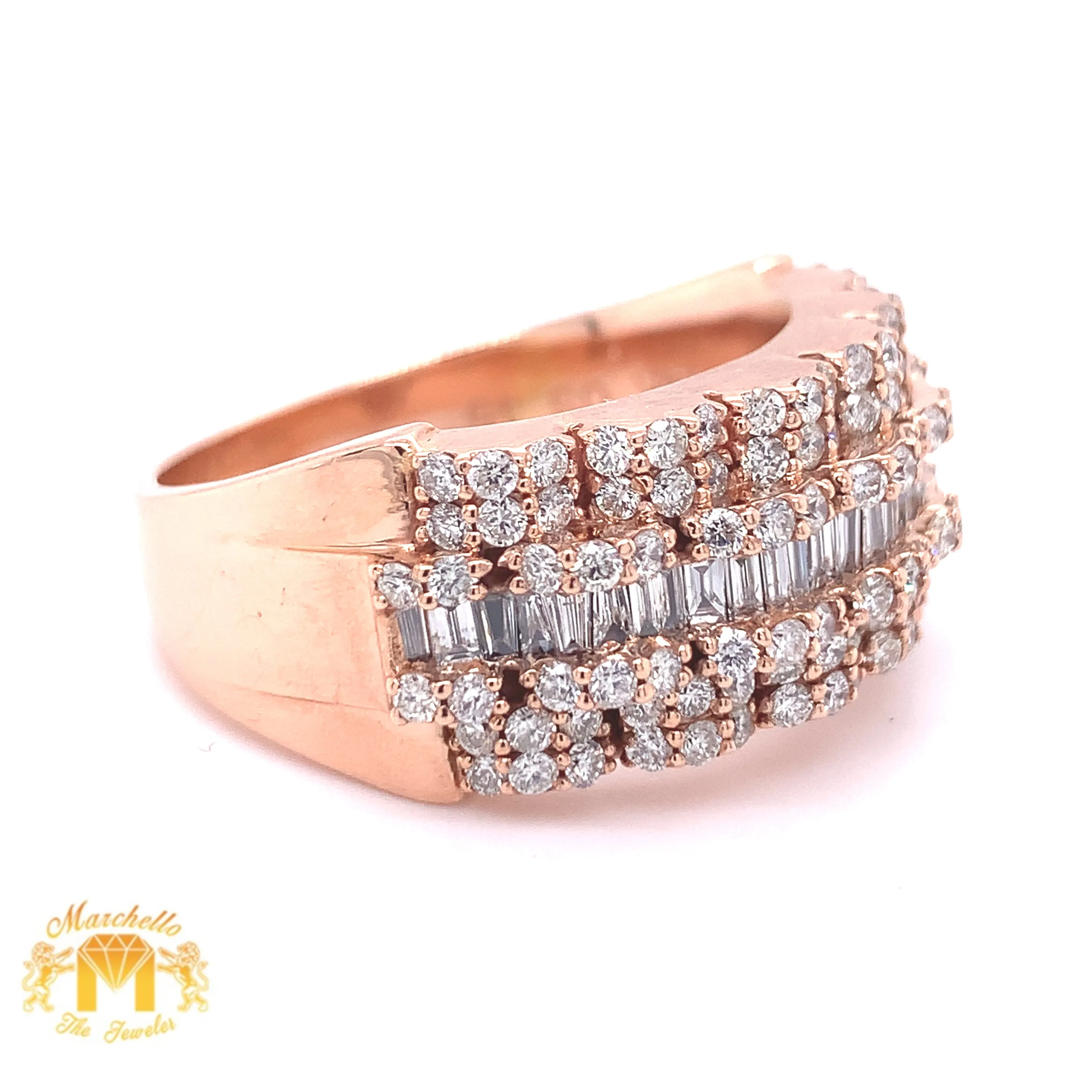 14k Gold Monster #12 Ring with Baguette & Round Diamond