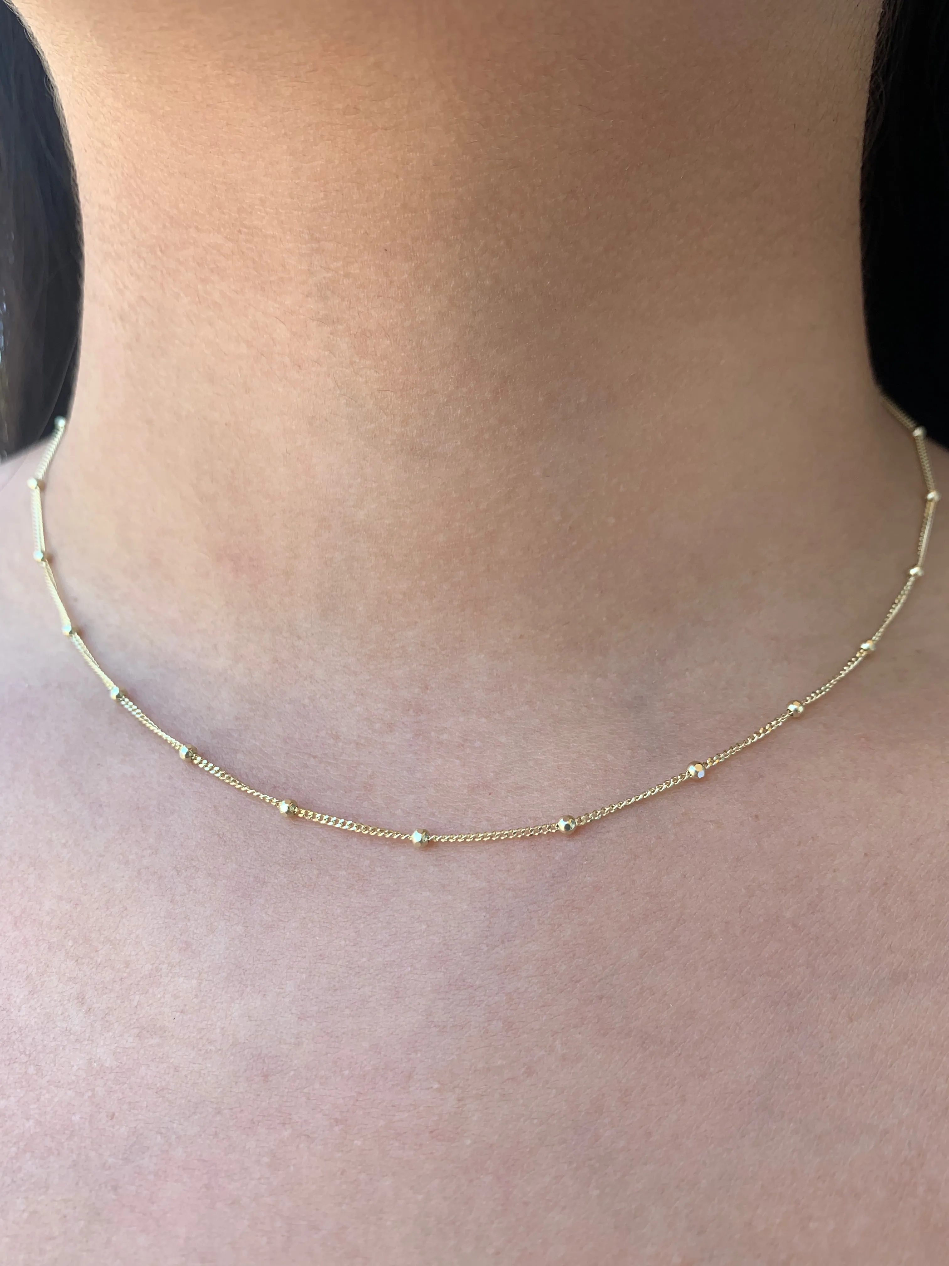 14K Gold Station Large Ball Necklace