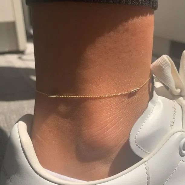 14k Gold Tube Station Anklet