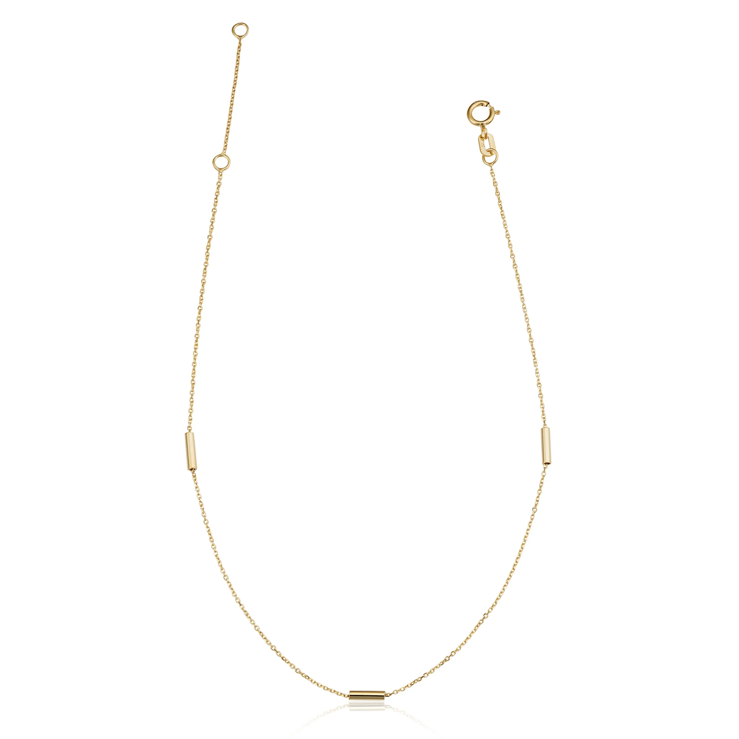 14k Gold Tube Station Anklet