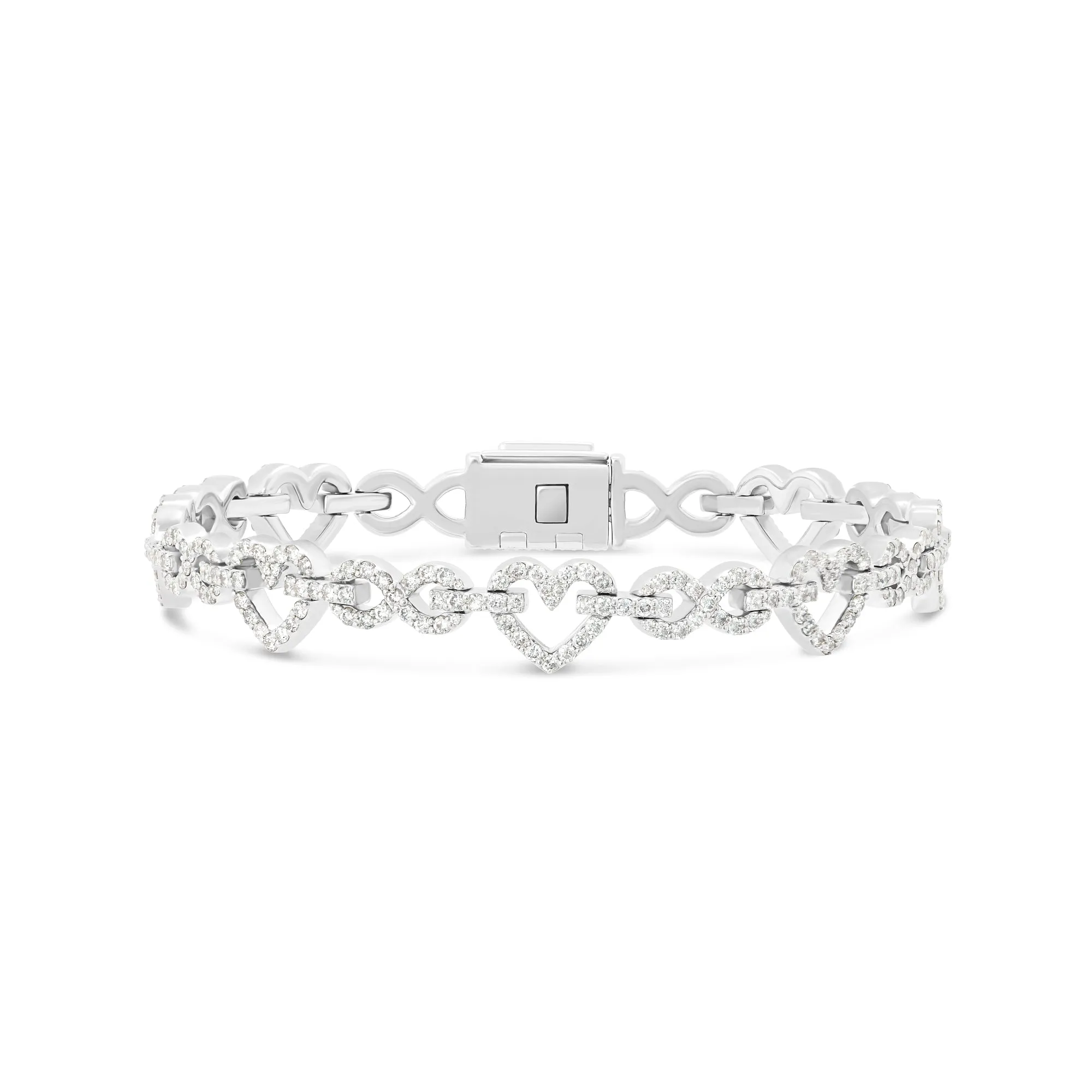 14k Heart & Infinity Link Diamond Bracelet, 4.3 ctw