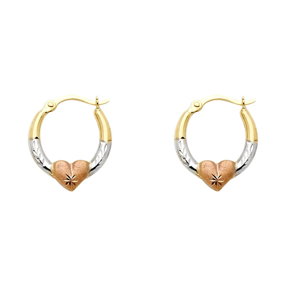 14K Hoop Earrings with Heart